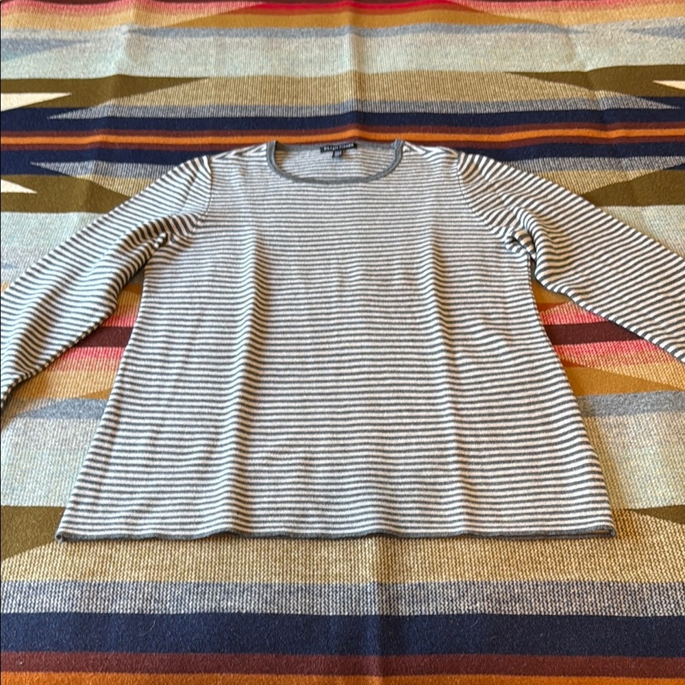 Eileen Fisher Gray Striped Merino Sweater